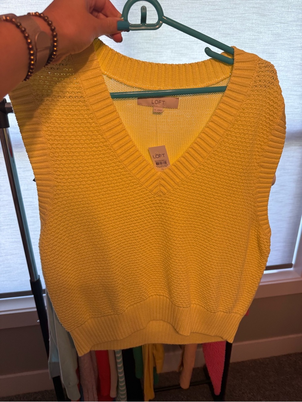 LOFT Bright Yellow V-Neck Knit Sweater Vest